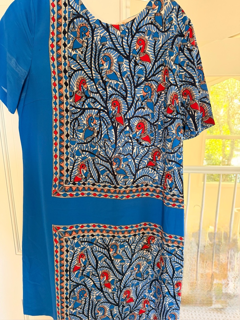 Tory Burch 100% Silk Bird Print Shift Dress – Size 10
